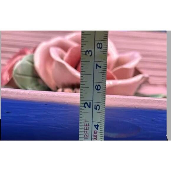VTG Set/ 2 Porcelain Pink Rose Bouquet 3D Art Shadow Box Wood Framed - Rare Find - Picture 11 of 15